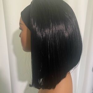 Elegant Black Headband Wig 10-12 inch